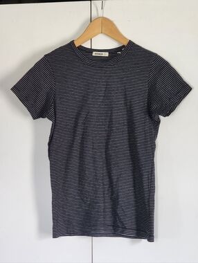Buck Mason Navy & White Striped Crewneck Tee